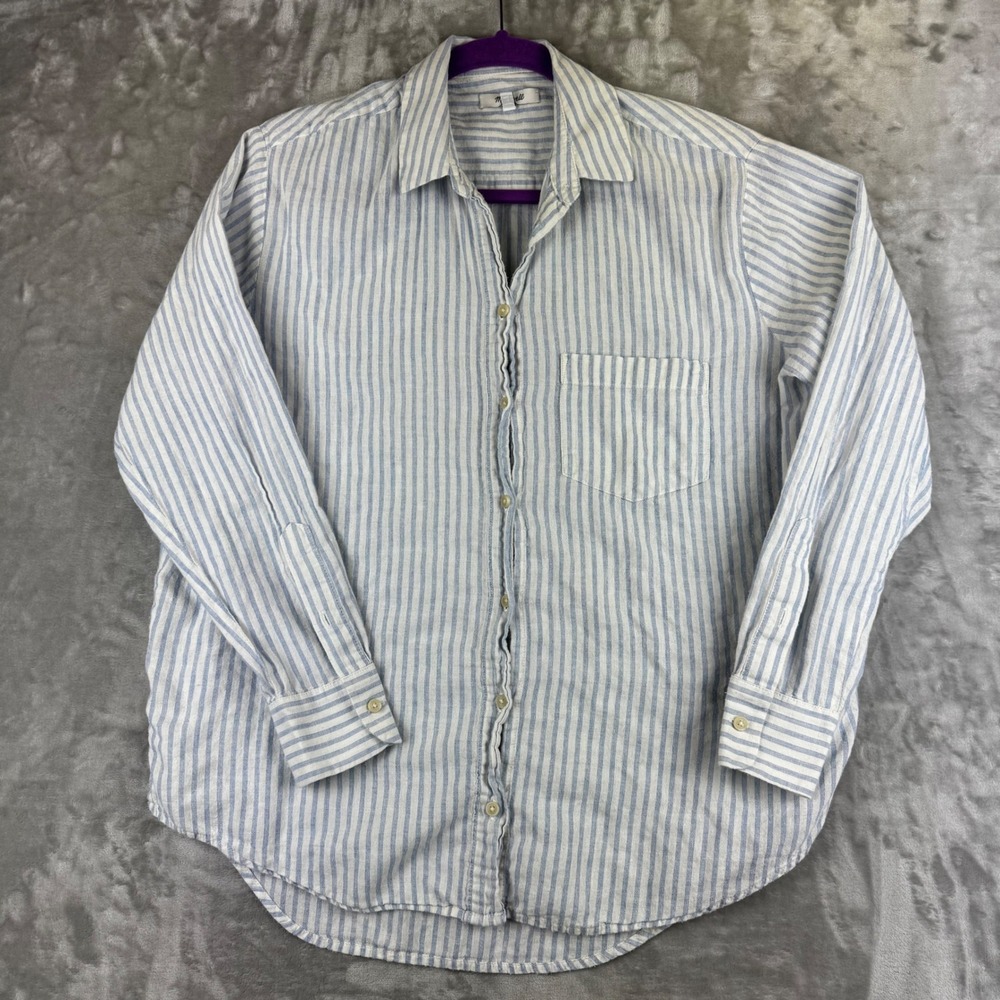 Madewell Button Down Womens Size S Blue White Striped Cotton Blend 
(1683)